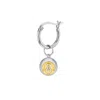 True Rocks Men's Sterling Silver & 18kt Gold Plated 2 Tone Mini 8 Ball Charm On Silver Hoop In Silver