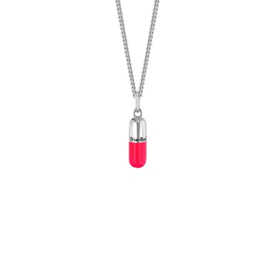 True Rocks Men's Sterling Silver & Neon Pink Mini Pill Pendant