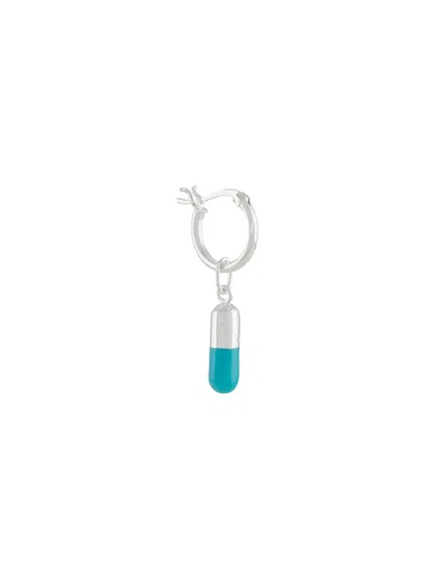 True Rocks Single Pill Charm Earring In Silver