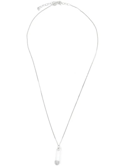 True Rocks Small Safety Pin Pendant Necklace In Metallic