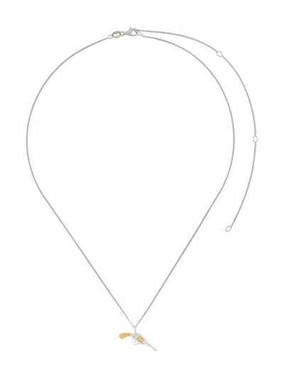 True Rocks Two-tone Pistol Pendant Necklace In Silver