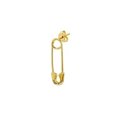 True Rocks Women's 18 Kt Gold Plated Safety Pin Stud Earring