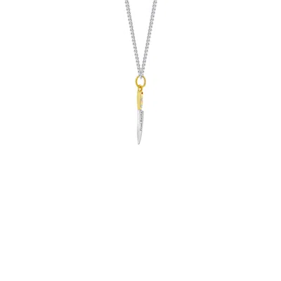 True Rocks Women's 18kt Gold Plate & Sterling Silver 2 Tone Mini Knife Pendant In Metallic