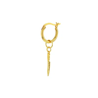 True Rocks Women's 18kt Gold Plated Knife Charm On Gold Hoop