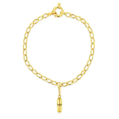 True Rocks Women's 18kt Gold Plated Mini Pill On Belcher Bracelet