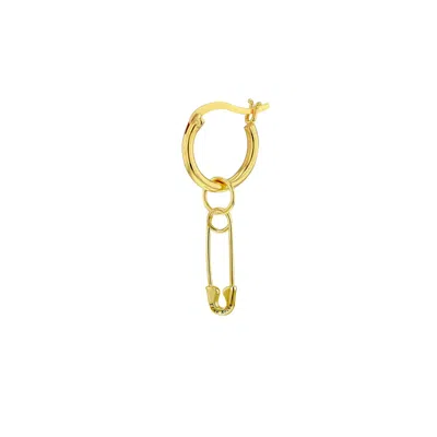 True Rocks Women's 18kt Gold Plated Mini Safety Pin Charm On Gold Hoop