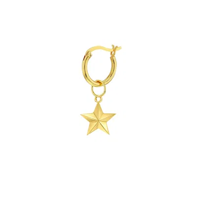 True Rocks Women's 18kt Gold Plated Mini Star Charm On Gold Hoop