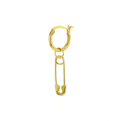 TRUE ROCKS WOMEN'S 18KT GOLD PLATED SAFETY PIN ON GOLD PLATED HOOP EARRING