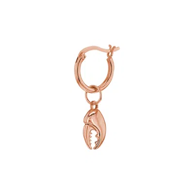 True Rocks Women's 18kt Rose Gold-plated Mini Crab Claw Charm On Rose Gold Hoop