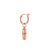 True Rocks Women's 18kt Rose Gold Plated Mini Pill Charm On Rose Gold Hoop In Gold