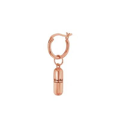 True Rocks Women's 18kt Rose Gold Plated Mini Pill Charm On Rose Gold Hoop