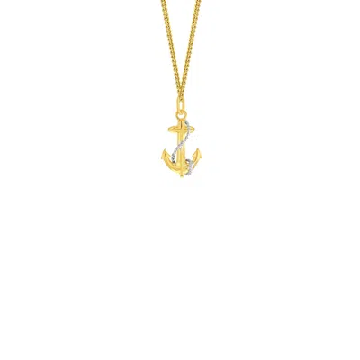 True Rocks Women's 2 Tone 18kt Gold Plated & Sterling Silver Mini Anchor Pendant