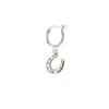 True Rocks Women's 2 Tone Sterling Silver & 18kt Gold Plated Mini Horse Shoe Charm On Sterling Silver Hoop Earr In Metallic