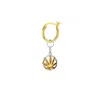 True Rocks Women's 2tone Mini Happy Leaf Sterling Silver & 18kt Gold Plate Detail On Gold Hoop In Gold