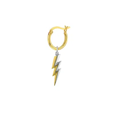 True Rocks Women's 2tone Mini Lightning Bolt Charm Sterling Silver & 18kt Gold Plate On Gold Hoop