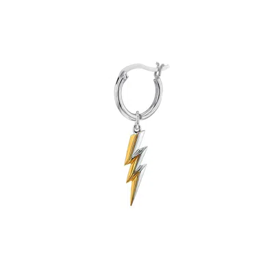 True Rocks Women's 2tone Mini Lightning Bolt Charm Sterling Silver & 18kt Gold Plate On Silver Hoop