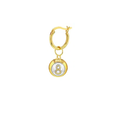 True Rocks Women's 8 Ball 2 Tone Mini Charm 18kt Gold Plated With Silver Detail On Gold Hoop In Gray