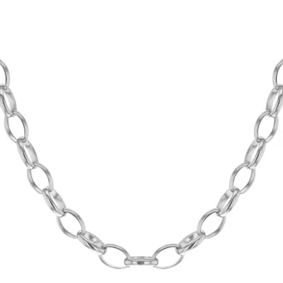 True Rocks Women's Belcher Charm Necklace Rhodium Plated In Metallic