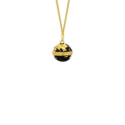 True Rocks Women's Gold / Black 18kt Gold Plated & Black Enamel Mini Globe Pendant In Gold/black