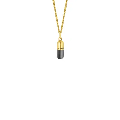 True Rocks Women's Gold / Grey Mini Pill Pendant Gun Metal Grey & 18kt Gold-plated In Multi