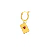 True Rocks Women's Gold / Red 18kt Gold Plated & Red Ace Of Hearts Charm On Gold Hoop In Gold