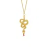 True Rocks Women's Gold / Red Large Gold Red Enamel Snake Pendant In Gold