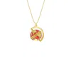 True Rocks Women's Gold / Red Spinning Globe Necklace In Red Enamel & 18kt Gold Plate The Whole World Revolves  In Multi