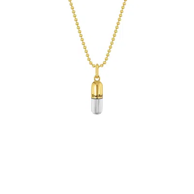 True Rocks Women's Gold / Silver 2tone 18kt Gold-plated & Sterling Silver On Gold Chain Small Pill Pendant