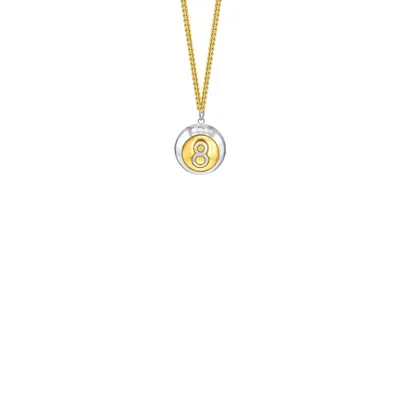 True Rocks Women's Gold / Silver 8 Ball Pendant 2tone Sterling Silver & 18kt Gold Plated On Gold Chain In Gold/silver