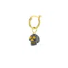 True Rocks Women's Grey / Gold Mini Skull Charm Gun Metal Grey & Gold On A Gold Hoop In Gold
