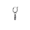 True Rocks Women's Gun Metal Grey Mini Pill Charm On Gun Metal Grey Hoop In Metallic