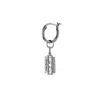 True Rocks Women's Gun Metal Grey Sterling Silver Mini Razor Blade Charm On Gun Metal Hoop In Metallic