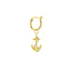 True Rocks Women's Mini Anchor Charm 2-tone 18kt Gold Plate With Silver Detail On Gold Hoop In Gold