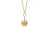 True Rocks Women's Mini Happy Leaf Pendant 2tone Gold/silver On Gold Chain In Gold
