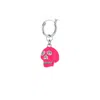 True Rocks Women's Neon Pink & Sterling Silver Mini Skull On A Silver Hoop Earring In Burgundy