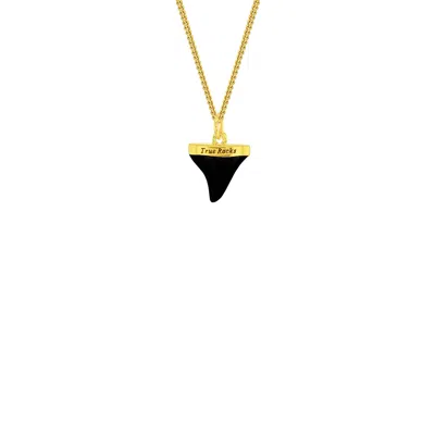 True Rocks Women's New Black Enamel & Gold-plated Sharks Tooth Mini Pendant