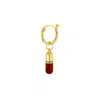 True Rocks Women's Red Enamel & Gold Plated Mini Pill On An Gold Plated Hoop In Red