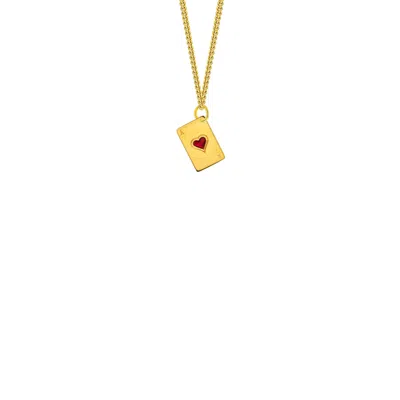 True Rocks Women's Red / Gold 18kt Gold Plated & Red Enamel Ace Of Hearts Mini Pendant In Red/gold