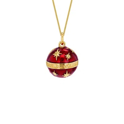 True Rocks Women's Red / Gold Gold & Red Vintage Star Globe Pendant