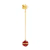 True Rocks Women's Red / Gold Red & Gold Vintage Star Globe Chain Drop Earrings In Gold