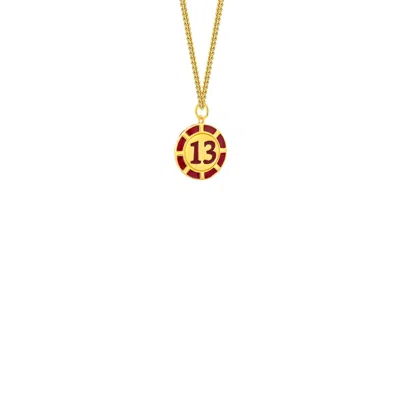 True Rocks Women's Red / Gold Red Enamel & 18kt Gold Plated 13 Poker Chip Mini Pendant In Red/gold
