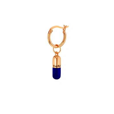 True Rocks Women's Rose Gold / Blue 18kt Rose Gold-plated & Midnight Blue Mini Pill Charm On Rose Gold Hoop In Multi