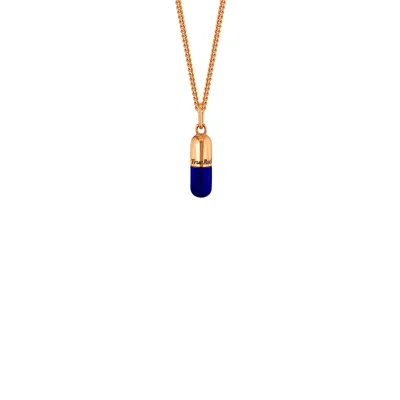 True Rocks Women's Rose Gold / Blue 18kt Rose Gold-plated & Midnight Blue Mini Pill Pendant In Rose Gold/blue