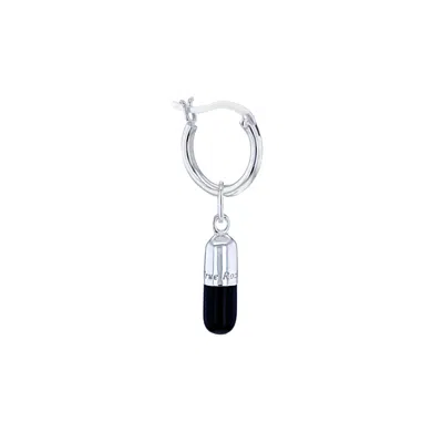 True Rocks Women's Silver / Black Sterling Silver & Black Mini Pill Charm On Silver Hoop In Multi