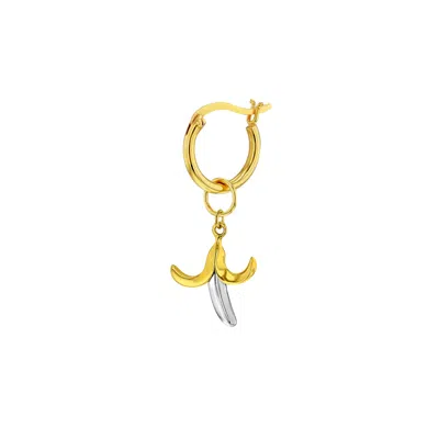 True Rocks Women's Silver / Gold 2 Tone 18kt Gold Plated & Sterling Silver Mini Banana Charm On Gold Hoop