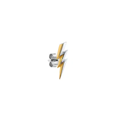 True Rocks Women's Silver / Gold Gold & Silver Lightning Bolt Stud Earring