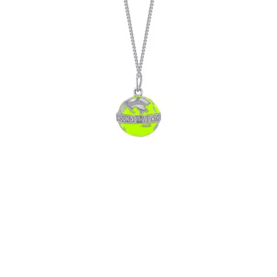 True Rocks Women's Silver / Green Neon Lime Green & Sterling Silver Mini Globe Pendant In Silver/green