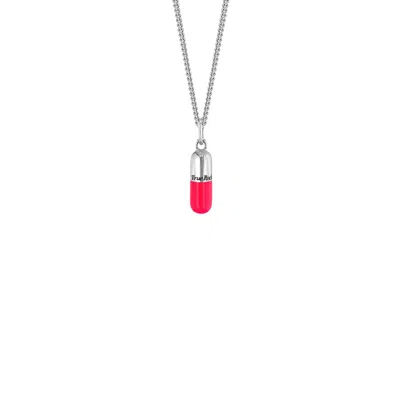 True Rocks Women's Silver / Orange Neon Pink & Sterling Silver Mini Pill Pendant On Sterling Silver Chain In Multi