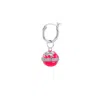 True Rocks Women's Silver / Pink / Purple Neon Pink & Sterling Silver Mini Globe On Silver Hoop Earring In Silver/pink/purple