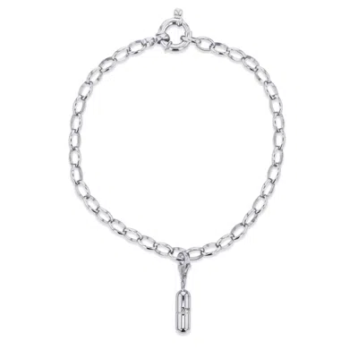 True Rocks Women's Sterling Silver Mini Pill Charm On Belcher Bracelet
